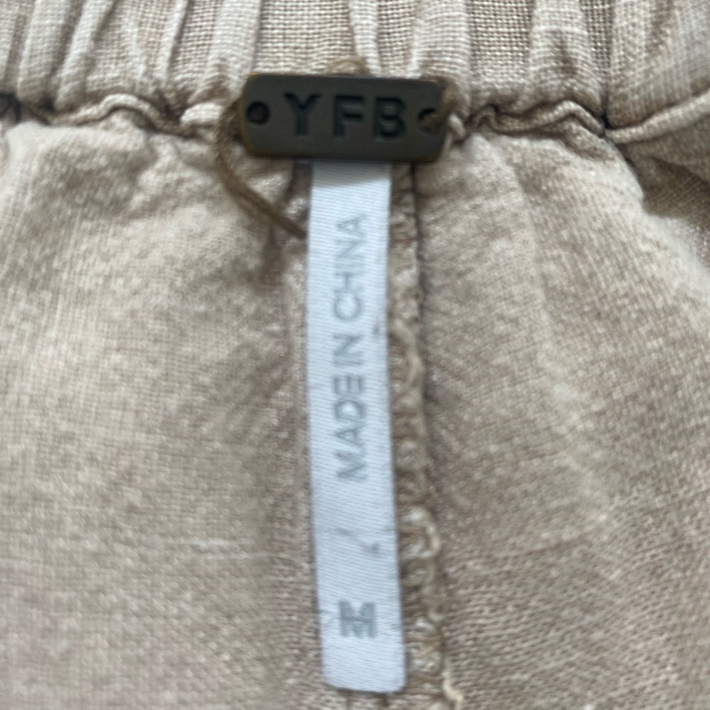 YFB Anthropologie Women's Easton Tan linen blend Wide Leg Pants, Sz Med - Picture 9 of 9